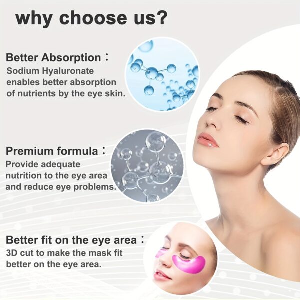 Pink Under Eye Mask, Reduce The Look Of Aging Hyaluronic Acid Eye Patches, Fight Dark Circles, Eye Bags, And Wrinkle, For Women And Men - Image 6