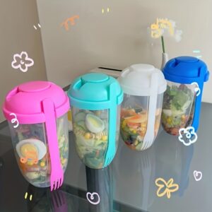 1pc Water Bottle, Leak-Proof Sealed Bottle, Salad Meal Shaker, 1000ml/33.81oz, Portable Fruit & Vegetable Milk Bottle, Lightweight Food Container for Travel & Outdoor Use, No-Shake Salad Bottle, Commuter Meal Prep Bottle, 19.56cm x 5.59cm
