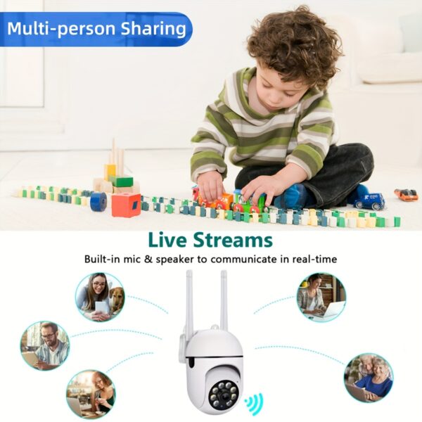 1pc JOOAN Wireless Security Camera, 1080P HD Indoor/Outdoor Cam with Color Night Vision, 2-Way Audio, PTZ Technology, Wall Hanging, App Control, Audio & Motion Alerts, USB Powered, 1920x1080 Resolution, Wi-Fi Smart Home Security Camera with Motion Trackin - Image 7