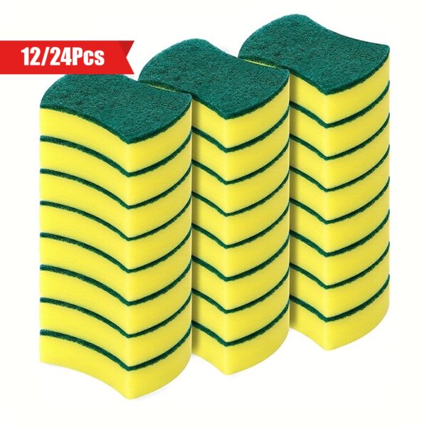 12/24pcs Kitchen Cleaning Sponge, Dish Towel, Scouring Pad, Dishware Anti-Scratch Scrubbing Sponge - Image 11
