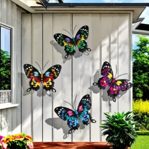 4-Pack Metal Butterfly Wall Art - Colorful, Iron Pendulum Decor for Home & Garden, No Electricity Needed, Ideal Gift