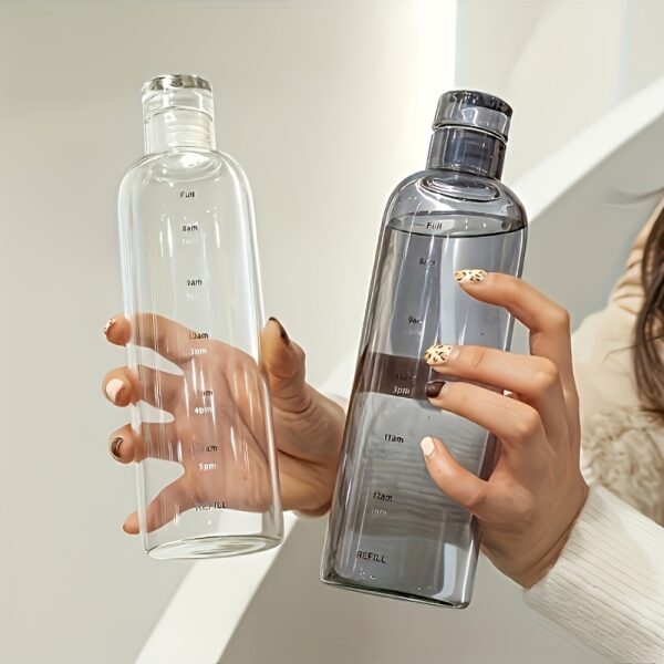 Leak-Proof & Shatterproof Large Capacity Water Bottle with Time Marker, PPSU Scale Cup, Lid & Straw - Perfect for Iced Coffee & Beverages, BPA-Free Plastic
