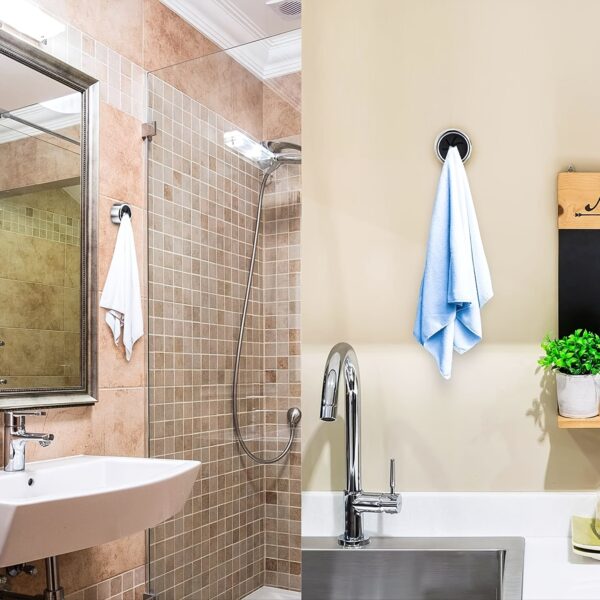 1/3/8pcs Kitchen Towel Holder, Self Adhesive Wall Dish Towel Hook, Round Wall Mount Towel Holder For Bathroom, Kitchen And Home, Wall, Cabinet, Garage, No Drilling Required - Image 14
