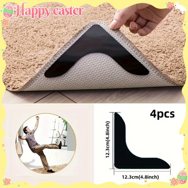 4/8pcs High-Quality Anti-Slip & Anti-Drilling Carpet Stickers for Living Room, Dining Room, Bathroom, Ceramic Tiles & Wooden Floors - Prevent Carpet Movement & Rolling - Novelty Plastic PE Material - Image 20