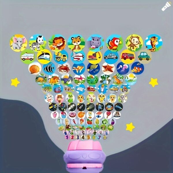 A Flashlight Projector with 32 Patterns, Featuring Fun Designs of Dinosaurs, Animals, And Ocean Themes, Along with Various Fruits And Numbers, Making It an Educational Toy for Bedtime. - Image 11