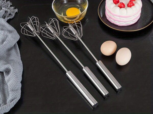 1pc Stainless Steel Semi Automatic Egg Whisk, Hand Push Egg Beater Blender for Blending, Whisking, Beating, Stirring, Kitchen Gadgets, Accessories, Home Items - Image 19