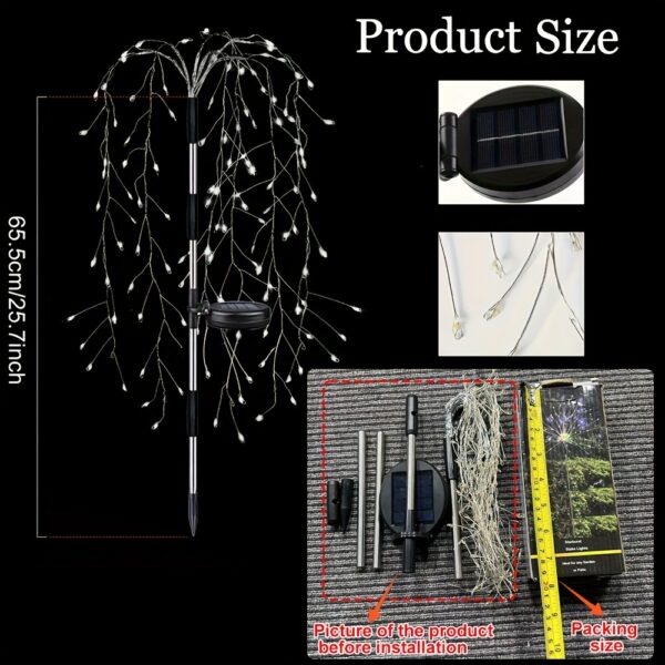 1 Solar Firecracker Willow Fireworks Light - 120/200 LED, 8 Vibrant Modes, Durable IP44, Solar Charging, Ideal for Yard, Garden, Pathway, Parties, Camping, Picnics, Christmas, Ramadan, Easter, Valentine'S Day Decor, Outdoor Lighting | Colorful Fireworks D - Image 16