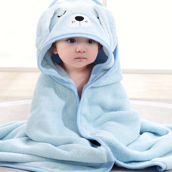 Super Absorbent Microfiber Baby Bathrobe - Adorable Elephant Hooded Towel with Matching Hat, Soft & Cozy for Boys and Girls 0-2 Years, Cartoon Design, Machine Washable, Baby Bath Accessories - Image 8