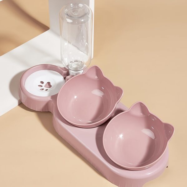 3-in-1 Tilted Pet Bowls Set with Gravity Water Feeder - Adjustable Ear Design for Neck Protection, Easy Cleaning, and Reduced Spills - Perfect for Cats and Small Dogs - Image 15