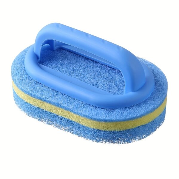 1pc, Sponge Cleaning Brush With Handle, Bathroom Bath And Tile Scrub Brush, Kitchen Cleaning Sponge Wipe, Dishwashing Sponge Brush, Pot Brush, Durable Cleaning Sponge, Power Decontamination, Cleaning Supplies, Back To School Supplies - Image 3
