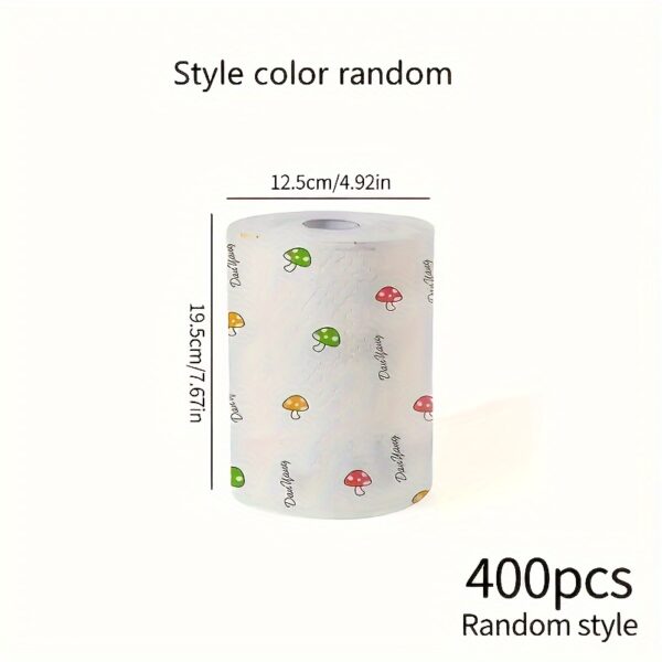 400-Sheet Roll of Efficient Disposable Kitchen Towels - Washable, Non-Stick Oil, Degreasing Cloths for Household Cleaning - Assorted Styles lazy rag kitchen paper towels - Image 5