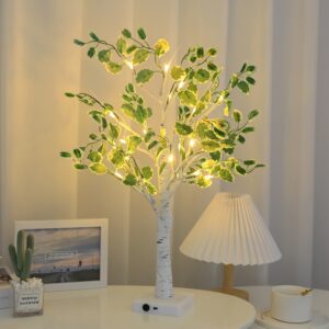 art   birch tree string lights, usb powered plastic indoor fairy lights with switch control for christmas, wedding, valentine's day, mardi gras, new year - angel theme holiday decorations without battery | Shop   Trends | Temu United Kingdom - Color : 55cm birch tree-Christmas leaves