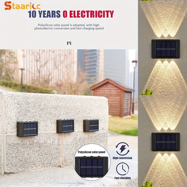Staaricc 8/6/4/2pcs Solar Wall Light, Outdoor 6 LED Deck Lights, Wall Light, for Courtyard, Street, Fence, Garage, Garden Perfect Decoration - Image 23
