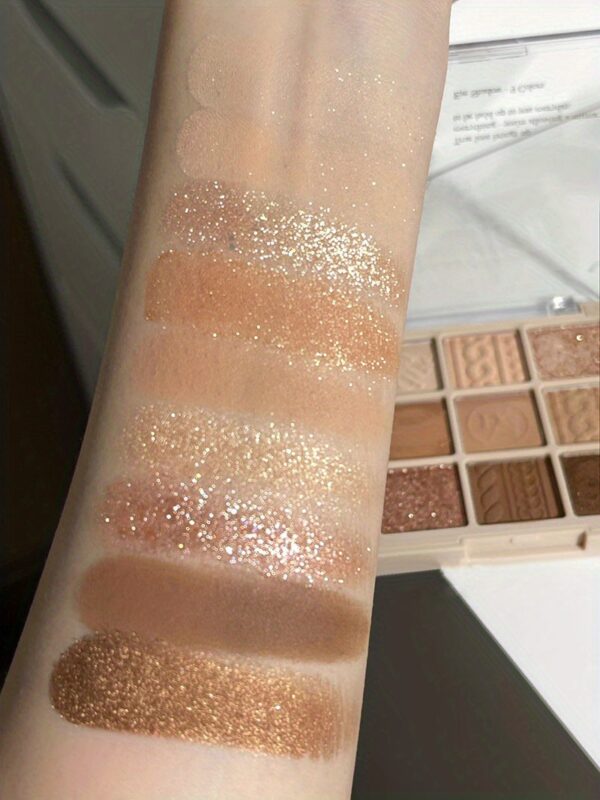 9 Color Eyeshadow Palette, Matte And Shimmer Glitter Brown Eyeshadows Powder, Long Lasting Blendable Eyeshadow Cosmetics - Image 8