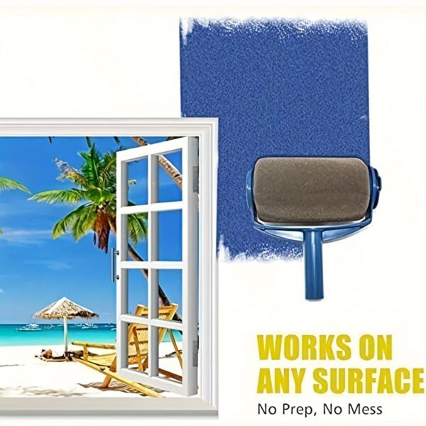 1pc Multifunctional Sponge Paint Roller Brush with Telescopic Handle – Thick, Durable Plastic Fiber Bristles for Effortless Wall Painting, No Dead Angle Coverage, Blue & White Design - Image 8