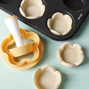 2-Piece Set: Flower-Shaped Pastry Cutter & Tart Tamper for Baking Tarts, Cookies, and Biscuits - Essential Kitchen Gadgets and Accessories