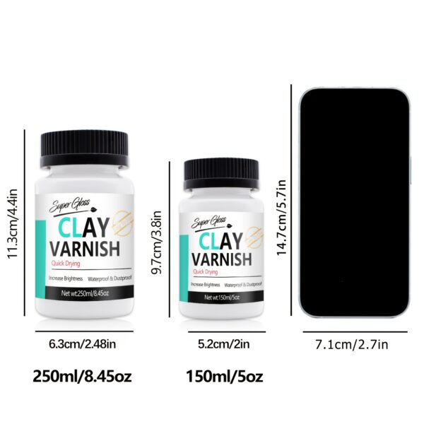 Clay Varnish with Brushes, Acrylic Varnish, Air Dry Clay Glaze, Glaze for air Dry Clay, Ceramics, Oil Painting, Wood, Waterproof, Preventing Crazing & Yellowing. - Image 6