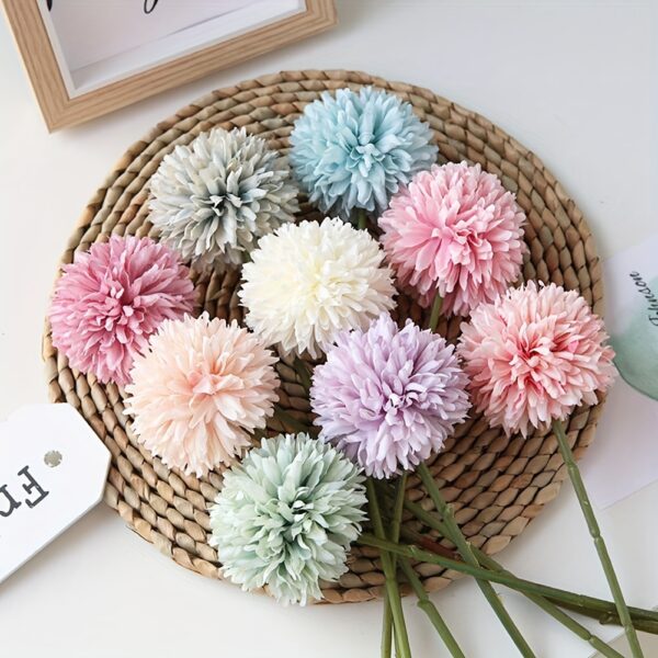 5pcs Glorious Chrysanthemum Ball Flowers Bouquet - Perfect for Home, Office, Coffee House, Parties, and Weddings - Artificial Flowers for Important People - Image 6