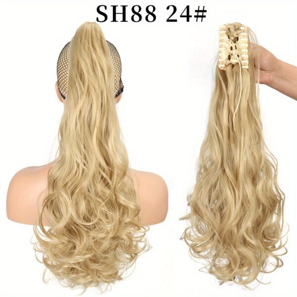 Long Wavy Ponytail Extensions - 55.88 cm Claw Clip In Synthetic Hair Piece For Women - Add Volume And Style To Your Hair Halloween Christmas - Image 14