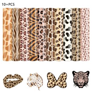 10pcs Mixed Color Leopard Print Heat Transfer Vinyl, 30.48x24.89 cm Bohemian Style Animal Patterns, for T-Shirts, Tote Bags, Hats, Pants, Crafts