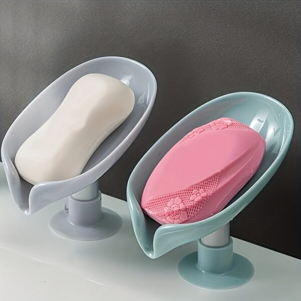 Elegant Leaf-Shaped Soap Holder: Drain-Design, Strong Suction, Easy Install, Enhances Bathroom Decor & Keeps Soap Dry - Image 4