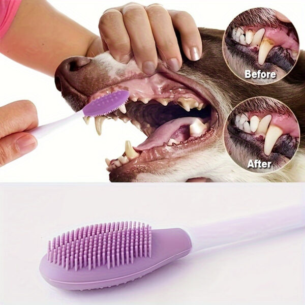 1pc Pet Grooming Brush Set - Double-Sided Silicone Nose & Head Brush for Dogs, Colorful & Durable Plastic Design, Dental Health & Coat Care, Coat Care | Dual-sided Brush | Textured Bristles, Dog Grooming Supplie - Image 3