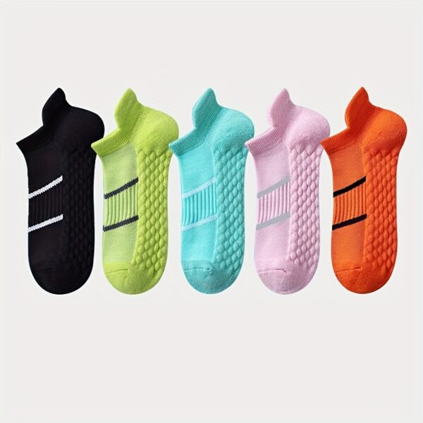 5pairs Men's Professional Sports Socks, Summer Thin Mesh Breathable Sweat-absorbing Anti-odor Ear Lifting Heel Guard Short Socks - Image 14
