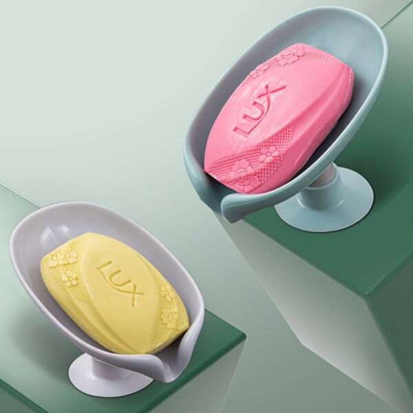 Elegant Leaf-Shaped Soap Holder: Drain-Design, Strong Suction, Easy Install, Enhances Bathroom Decor & Keeps Soap Dry - Image 13