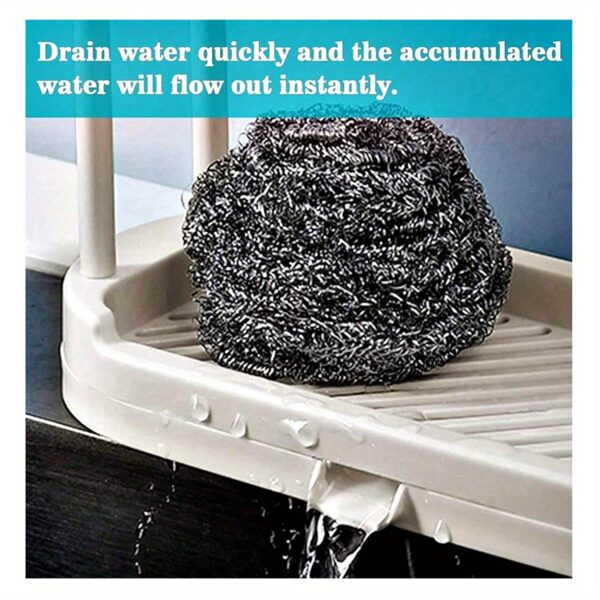 1pc Grey Kitchen Sink Rack Tray Organizer Stand, Kitchen Countertop Rust Proof Sink Accessories, for Sponge, Dish Cloth, Rag, Brush, Scrubber Storage Holder., Kitchen Sink Accessories - Image 9