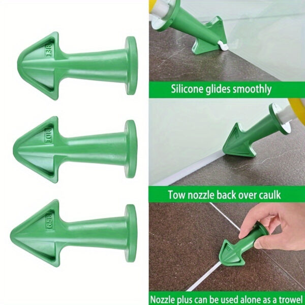 3pcs Silicone Sealant Filler Nozzle Applicator and Scraper Set - for Bathroom and Tile Joint Cleaning, Grouting Sealing, Smooth Multi-functional Scraper Tool - Image 7