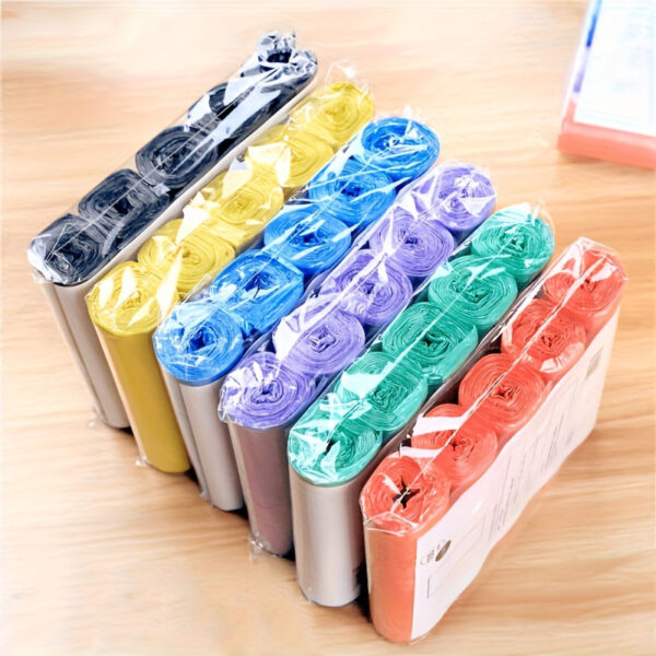 100pcs Durable Plastic Disposable Trash Bags - Pack of 5 Color-Coded Rolls for Office, Living Room, Bedroom, Bathroom, Kitchen Cleaning - High-Quality, Space-Saving, and Versatile for Everyday Use, Versatile Trash Bags | Practical Utility Bags | Easyacces - Image 6