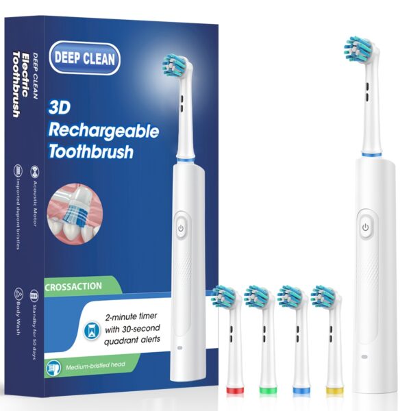 Rechargeable Automatic Smart Toothbrush for Adults - 5 Cleaning Modes, 8 Replacement Heads, USB Charging, 600mAh Lithium Battery, Ideal for Home & Travel, Perfect Gift for Students, Men, Women, Couples - Black - Image 7