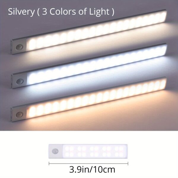 1pc KATHYLIGHT LED Motion Sensor Cabinet Light, Brushed Metal Strip Sconce with Voice Control, Wireless Magnetic USB Rechargeable, Auto-shut-off, Detachable Fixture, Plastic Shade, for Wardrobe, Closet, Kitchen, Stairs, Corridor, Shelf - 800mAh Lithium Ba - Image 15