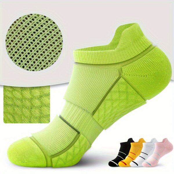 5pairs Men's Professional Sports Socks, Summer Thin Mesh Breathable Sweat-absorbing Anti-odor Ear Lifting Heel Guard Short Socks