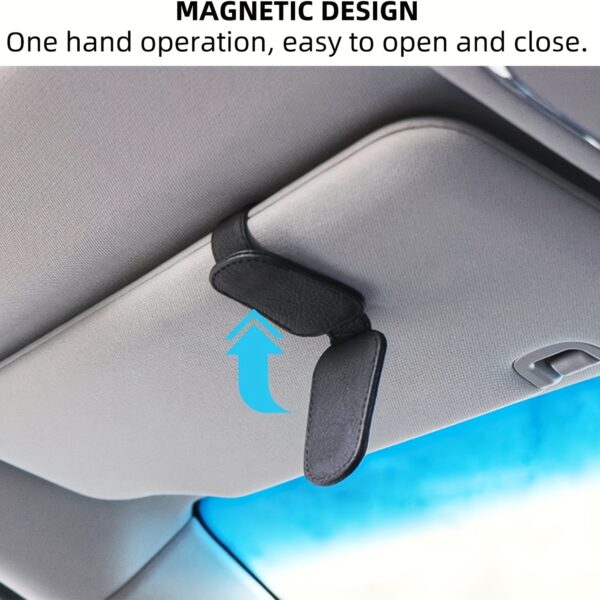 [1pcs Universal Sun Visor Glasses] 1pc Universal Car Sun Visor Glasses Clip, Pu Material, Auto Eyeglasses Holder, Vehicle Interior Accessories, Eyewear Storage Bracket - Image 10
