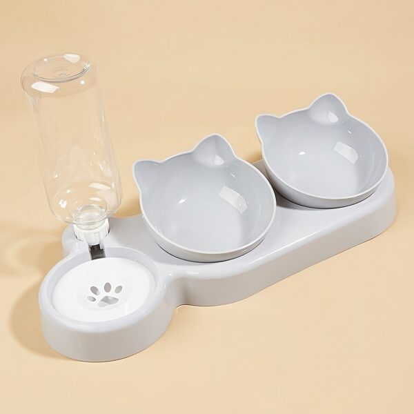 3-in-1 Tilted Pet Bowls Set with Gravity Water Feeder - Adjustable Ear Design for Neck Protection, Easy Cleaning, and Reduced Spills - Perfect for Cats and Small Dogs - Image 16
