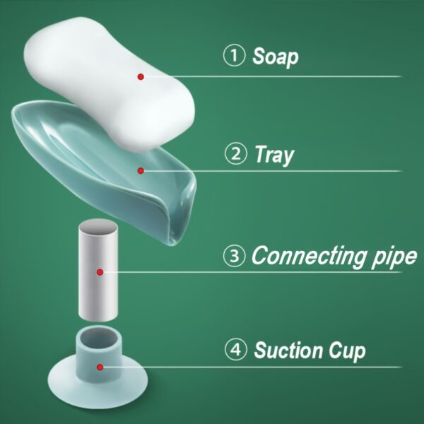 Elegant Leaf-Shaped Soap Holder: Drain-Design, Strong Suction, Easy Install, Enhances Bathroom Decor & Keeps Soap Dry - Image 16
