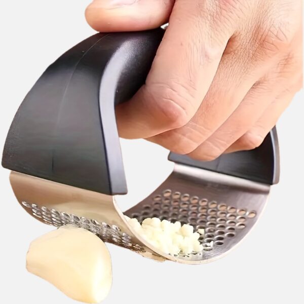 Stainless Steel Manual Garlic Press with Ergonomic Black Handle - Multi-Functional Kitchen Tool for Crushing Garlic, No Electricity Needed, Durable & Easy to Clean, Garlic Crusher - Image 11