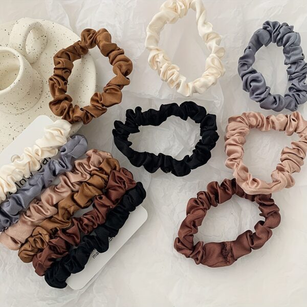 6 Pcs Silky Scrunchies Women Hair Ties Skinny Hair Scrunchy Hair Bands Elastic Hair Accessories   Women Ponytail Holders - Image 8