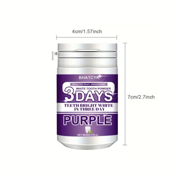 Purple Teeth Whitening Powder, Deep Cleaning Formula, Fresh Mint Flavor For Daily Oral Care, Travel Size - Image 4
