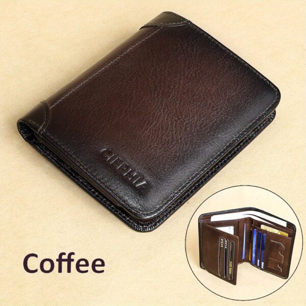 1pc CIEPHIA Vintage Genuine Leather RFID Blocking Wallet for Men - Slim, Multi-Functional ID & Credit Card Holder, Deep Brown with Embossed Logo, Ideal Gift for Valentine's Day - Image 31