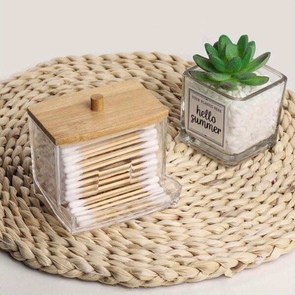 1pc Clear Acrylic Swab Holders With Wooden Lid, Dust-proof Storage Jars For Swab, Jewelry, Powder Puffs, Beauty Eggs, Household Storage Organizer For Dresser, Desktop, Bathroom, Home, Dorm - Image 18