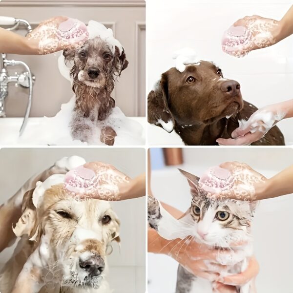Soothing Pet Grooming Brush - Soft Silicone Massage for Relaxing Baths, Built-in Shampoo Storage, Dual-Purpose Tool for Dogs & Cats - Image 6