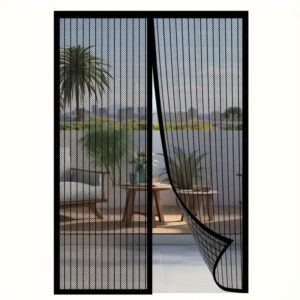 Easy-Install Magnetic Mesh Curtain for Summer - Insect & Mosquito Repellent, Breathable Polyester Blend, Classic Style, Ideal for Bedroom, Living Room & Wardrobe Doors