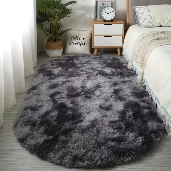 Soft Polyester Plush Oval Area Rug for Bedroom and Living Room - Hand Washable, Perfect for Coffee Table and Doorway Decor - Image 3