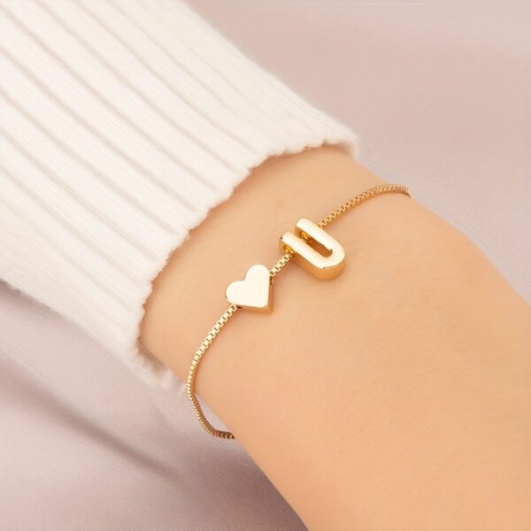 1pc Mini Love Heart Letter Beads Thin Chain Bracelet Simple Minimalist Hand Chain Jewelry - Image 27
