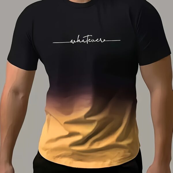 Men's Fashion Gradient Color Sports T-shirt, Casual Stretch Round Neck Tee Shirt For Summer - Image 14