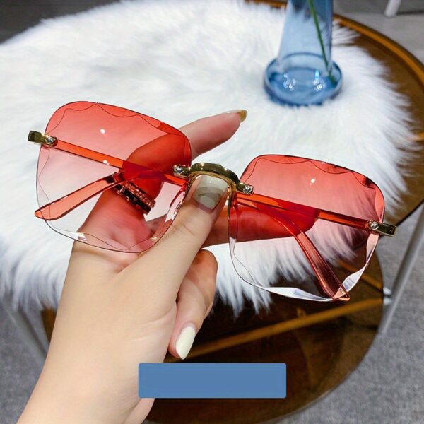 Square Rimless Fashion Fashion GlassesFor Women Men Summer Gradient Sun Shades For Vacation Beach Travel (Not Include Glasses Case) - Image 7