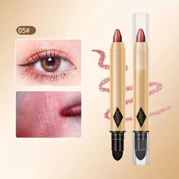 Glitter Highlighter Eyeshadow Pencil Shimmer Contouring Brightening Double-headed Eyeshadow Stick Lazy Eyeshadow Makeup Contains Plant Squalane Formula - Image 11