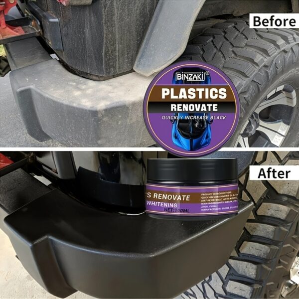 Multi-Purpose Car Restoration Wax - Plastic Parts Refurbisher, Interior Shine Enhancer, Tire Protector & Yellowing Repair for Black Vehicles - Image 5